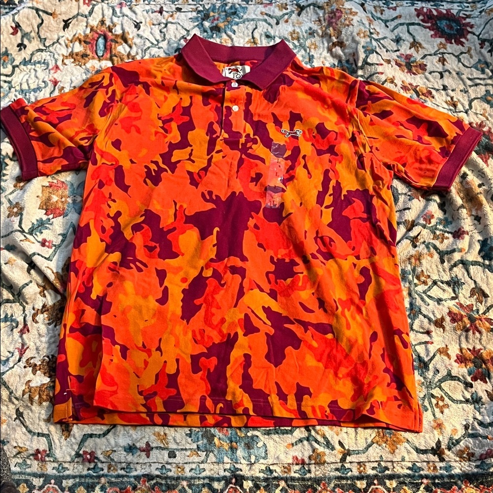 Fox Retro Orange and Red Camouflage Shirt L NEW